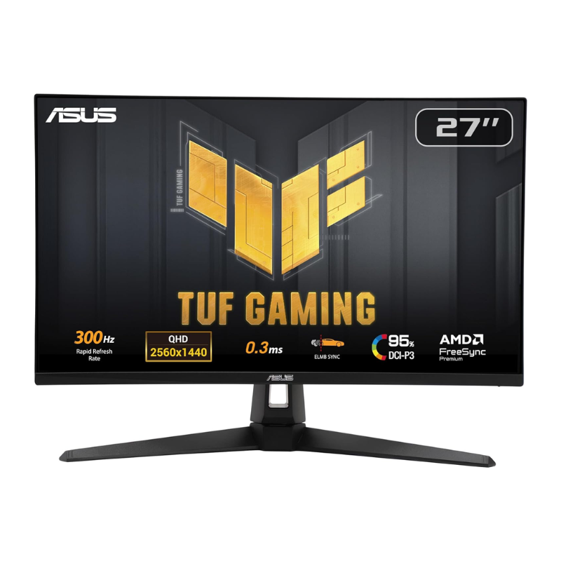 ASUS TUF Gaming Series 5 VG27AQM5A 27" QHD (2560x1440), 300Hz Refresh Rate, 0.3ms (GTG) Response Time, ELMB Sync, Stereo speaker, 95% DCI-P3, Fast IPS Gaming Monitor - Black
