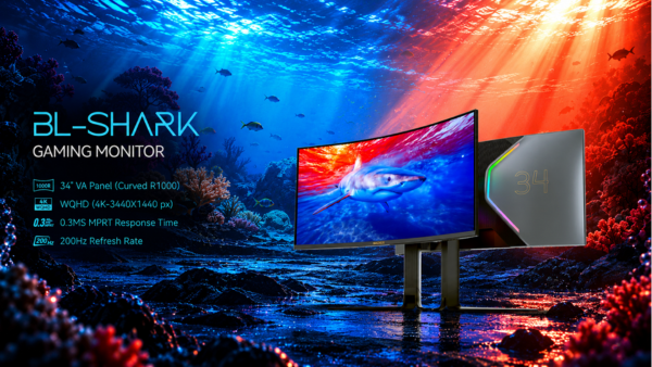 Sades BL-Shark 34" WQHD (3440x1440) 200Hz Refresh Rate, 0.3 Response Time, HDMI 2.1, VA Curved Gaming Monitor - Black