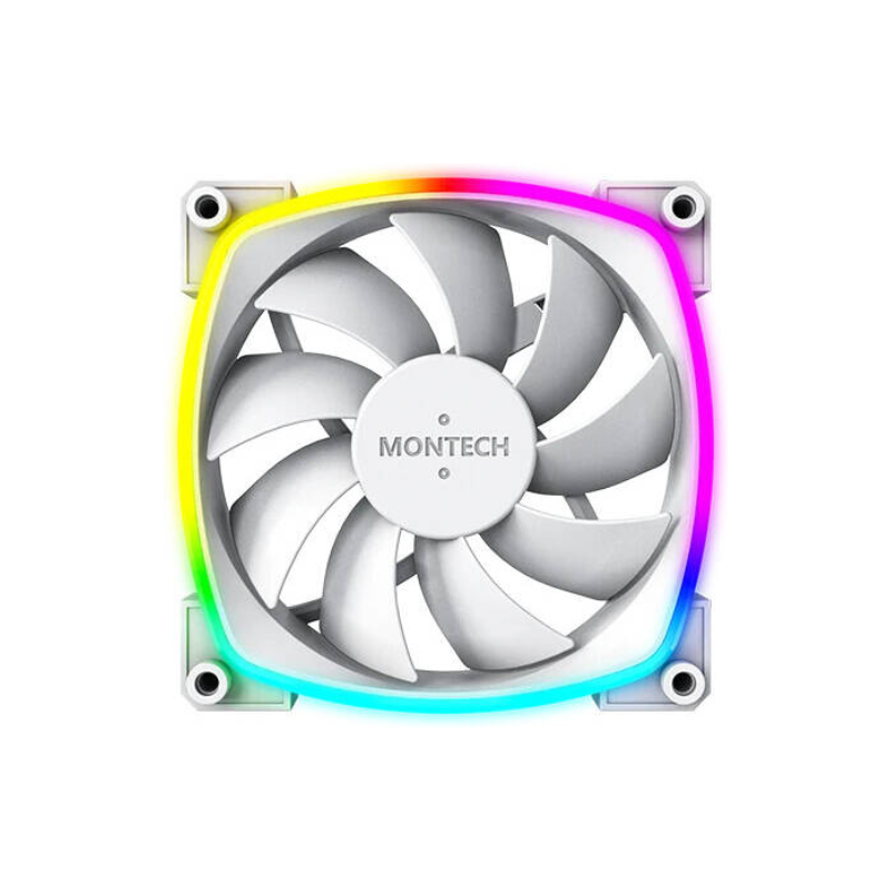 Montech AX120 PWM ARGB Case Fan, 120mm Fan Size, With 1600 RPM Fan Speed - White