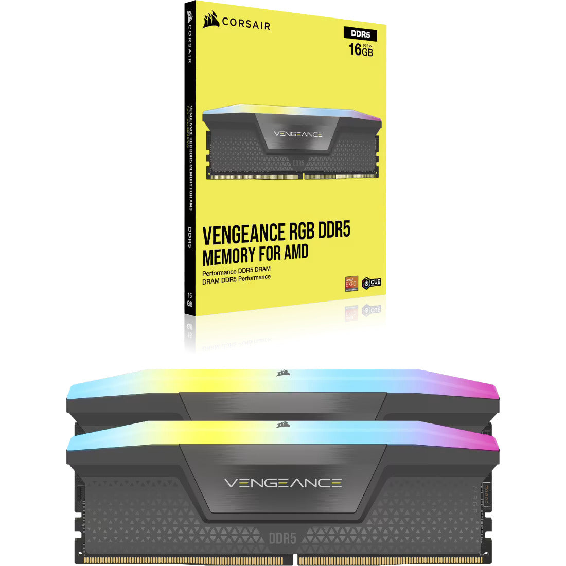 CORSAIR VENGEANCE RGB DDR5 64GB (2x32GB) 6000 MHz CL30 AMD EXPO & Intel XMP Memory Kit - Black