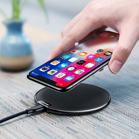 IX Desktop Wireless Charger from Baseus- Black color  (Open Box)