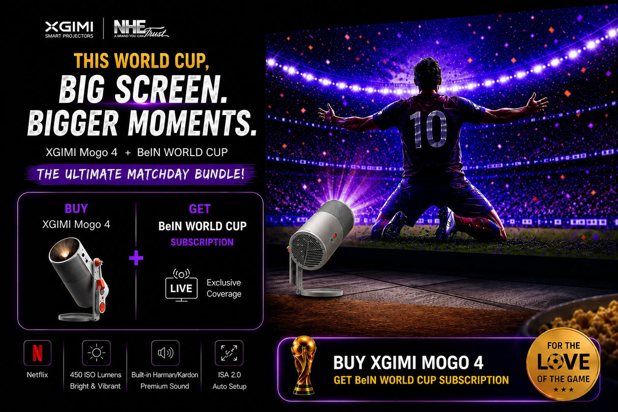 World Cup Bundle: XGIMI MoGo 4 Google TV portable cinema Type-C charge, 1080P 450 ISO Lumens, 2.5h built-in-battery  (Free 1 Month World Cup Subscription)
