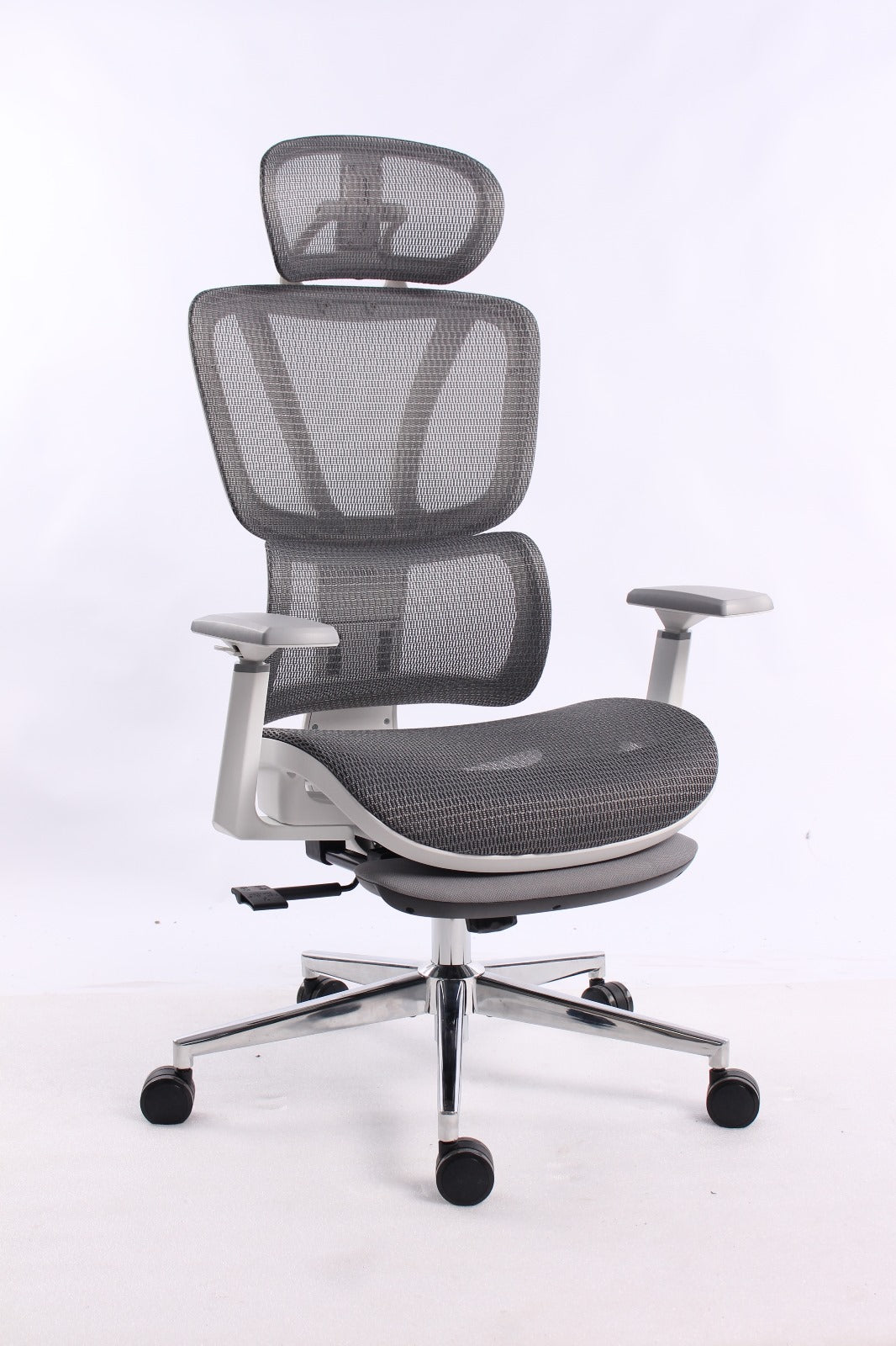 Black Bull UMGC6002B mesh office and gaming Chair With footrest , adjustable Headrest up & down  3D armrest  , load weight: 130kg ,white / Gray (Assembly not Included)