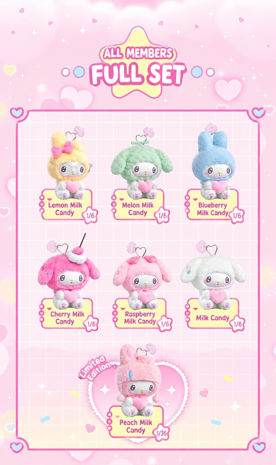 My Melody 50th Anniversary Milk candy Series Plush Pendant (Blind Box) selling per piece - 2303416510100