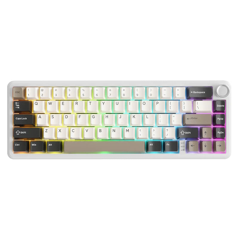 ATTACK SHARK X66 60% Wireless Mechanical Keyboard with Side Printed PBT Keycaps - Cheese White (Arabic)