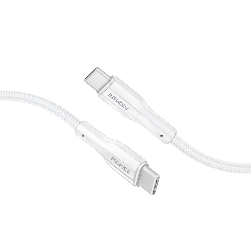 Promate XCord-CC200 High Tensile Strength Data & Charge USB-C Cable 60W, 2M - White