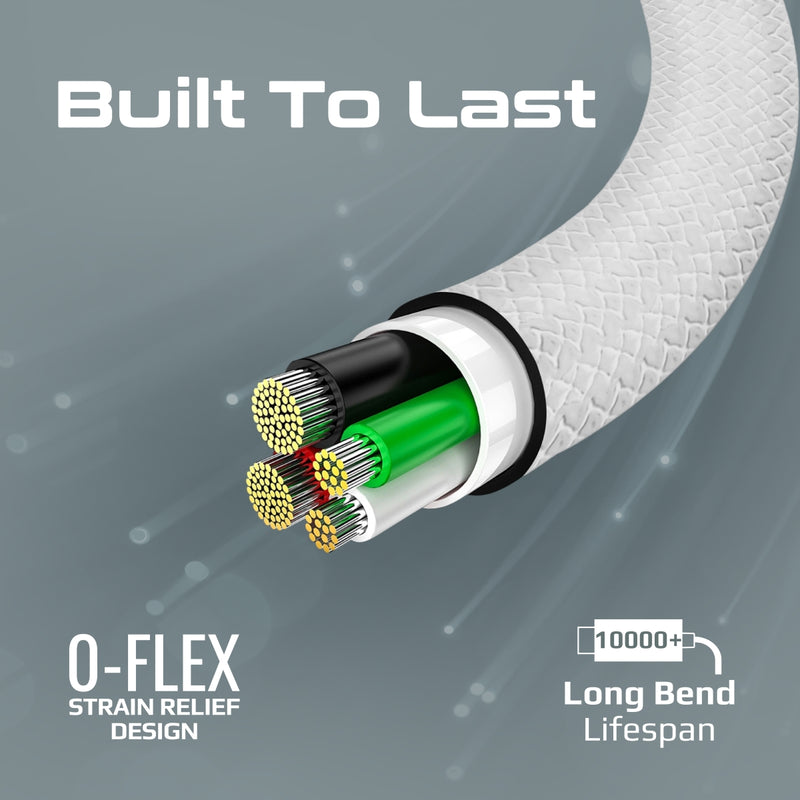 Promate xCord-CC High Tensile Strength Data & Charge USB-C Cable 1 Meter - White