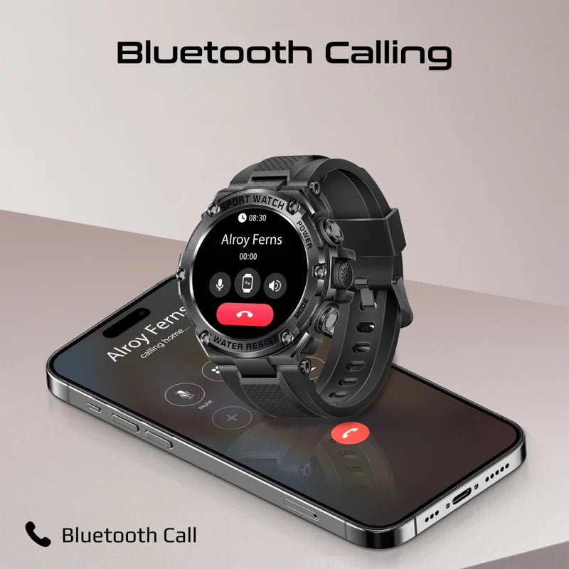 Promate-1.53" Round Screen Fitness Tracker Smartwatch with BT Calling - Black