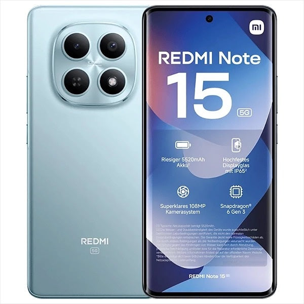 Redmi Note 15 5G Qualcomm SM6475-AB Snapdragon 6 Gen 3, 8GB RAM 256GB Storage, 50MP AI + 8MP Camera, 6.77" 120Hz, 5800mAh with 45W charge