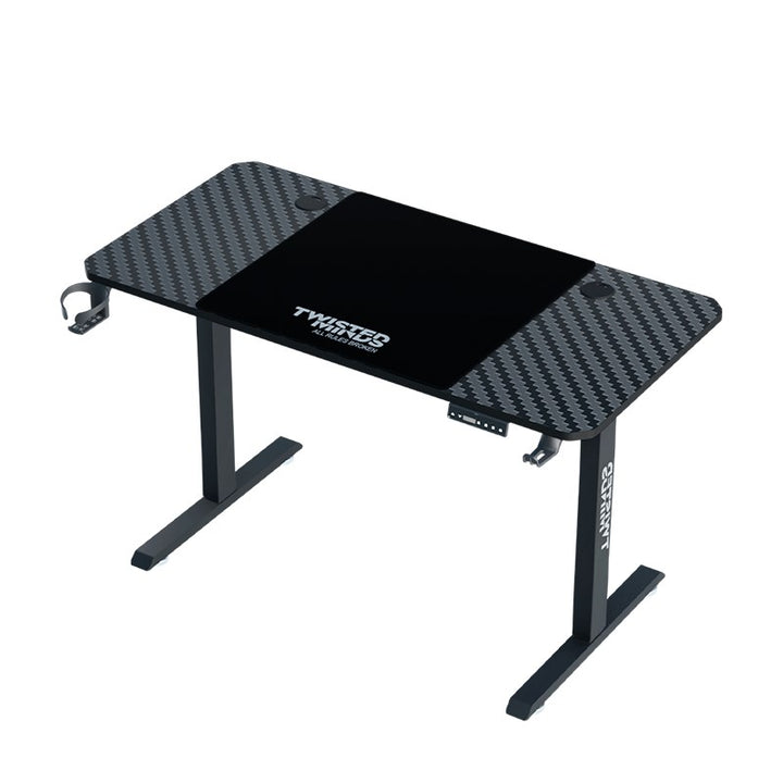 Twisted Minds Paradox Adjustable Gaming Desk, 120x60 cm,with Cup Shelf, Headphone Hook & Mousepad - Black (Installation Not Included)