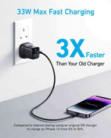 Anker 323 Charger with 322 USB-C to USB-C Cable (33W , 3ft) -Black B2331K11