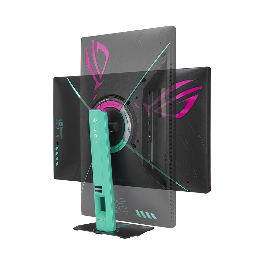 شاشة ألعاب مسطحة Asus ROG Strix XG27ACMEG-G (إصدار Hatsune Miku) مقاس 27 بوصة، دقة QHD (2560x1440)، معدل تحديث 260 هرتز، زمن استجابة 0.3 مللي ثانية، منافذ HDMI 2.1 وUSB Type-C، متوافقة مع تقنية G-Sync، تدعم DisplayWidget Center، وتقنية Fast IPS.
