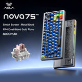 AULA NOVA75 75% Smart Custom Mechanical Keyboard (Wired / 2.4G / BT) Dream Sakura Switch - Black Frosted Translucent Keycaps