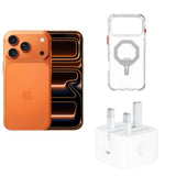 Bundle Apple iPhone 17 Pro Max 12GB RAM 6.9"(256GB) Cosmic Orange + SkinArma Saido Mag Charge Case for iPhone 17 Pro Clear + Apple 20W USB-C Power Adapter (MHJF3B/A)