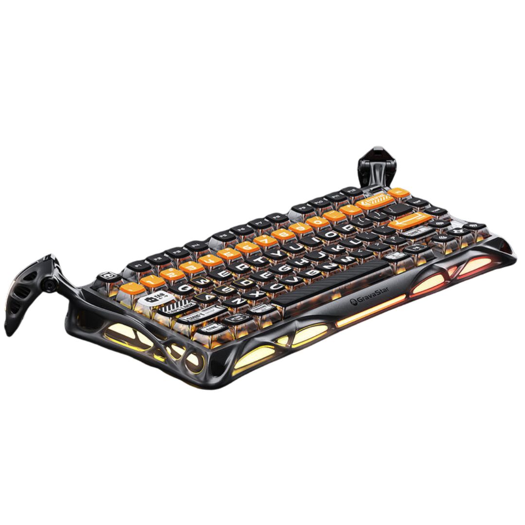 لوحة مفاتيح الألعاب الميكانيكية GravaStar Mercury K1 Pro – لاسلكية بنسبة 75% – إصدار CyberFlare – أسود