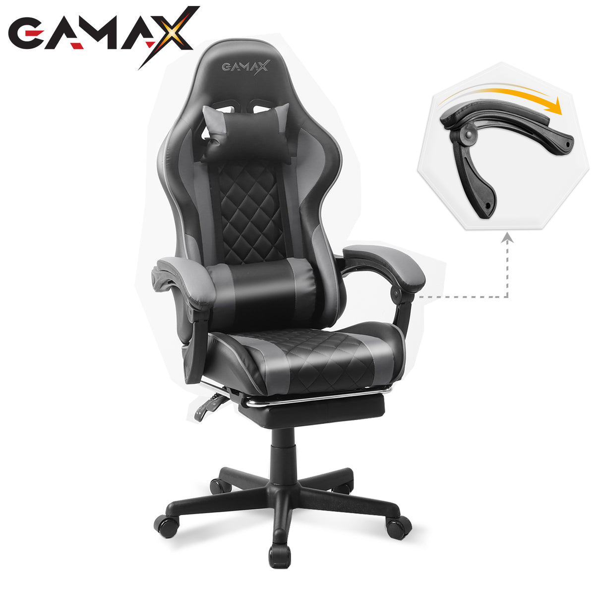 Gamax Offer: Gamax Gaming Chair Model 1-LT001L with Linkage Function Armrest & Retactable Footrest With Z5-1160 Carbon Fiber Gaming Table 100*60*75cm with RGB Light & MousePad ( Installation not included )