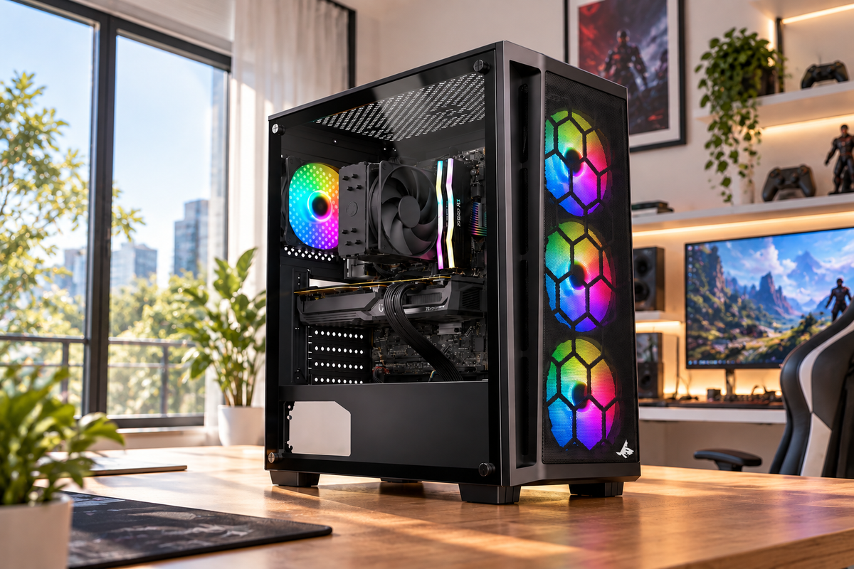 Custom Gaming PC Intel Core i5-12400F, Radeon RX 6600 XT 8GB, 16GB RAM DDR4, 1TB SSD, Windows 11 Pro
