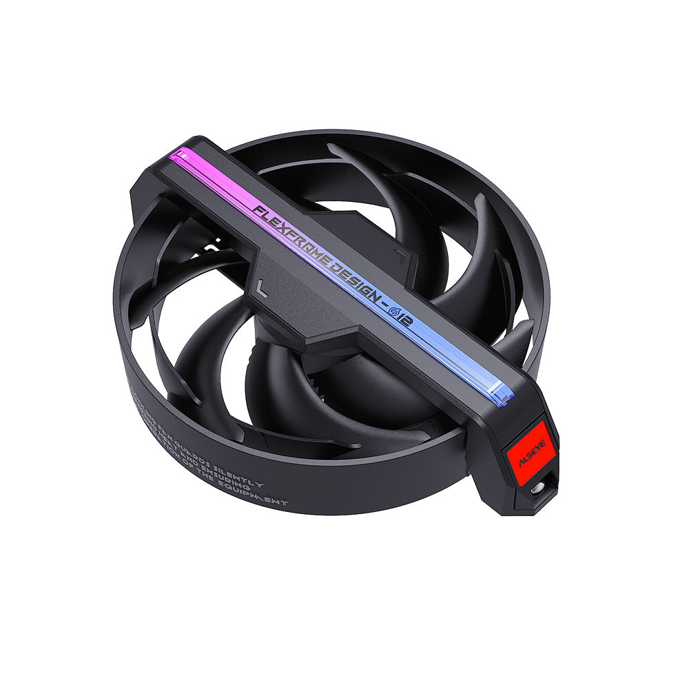 Alseye Φ12(DM12)-B DC 12V High Air Pressure Case Fan Support ARGB with Hidden Screws Option - Black