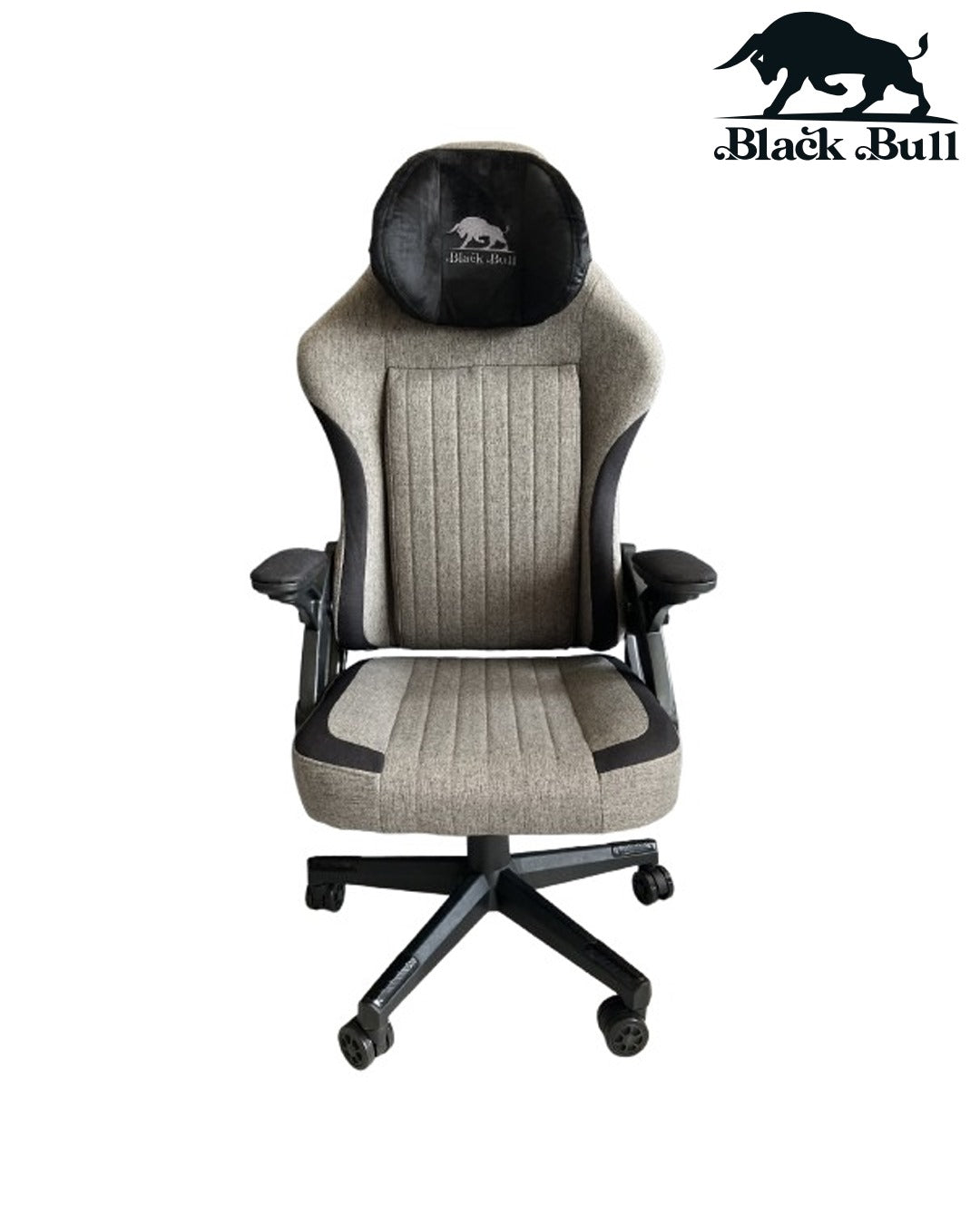 Gaming Chair With Molded Headrest Up & Down - Fabric, Gray /Black by Black Bull - UMGC106R