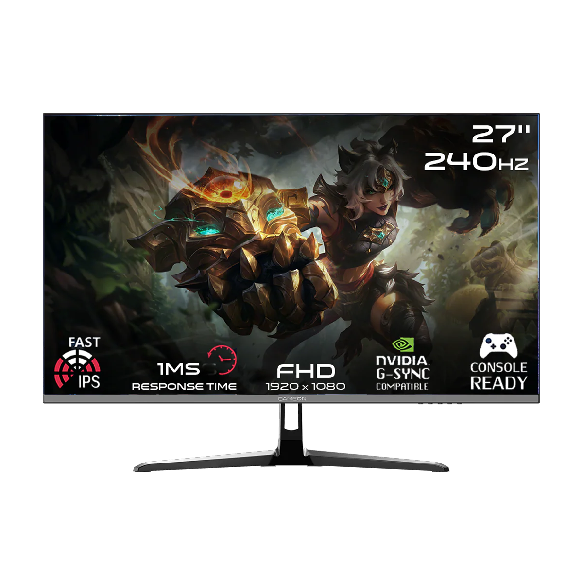 جيم اون شاشة ألعاب GOESP27240IPS بحجم 27 بوصة، فل اتش دي, بمعدل تحديث 240 هرتز، ووقت استجابة 0.5 مللي ثانية، منفذ HDMI 2.1، بانل IPS - اسود
