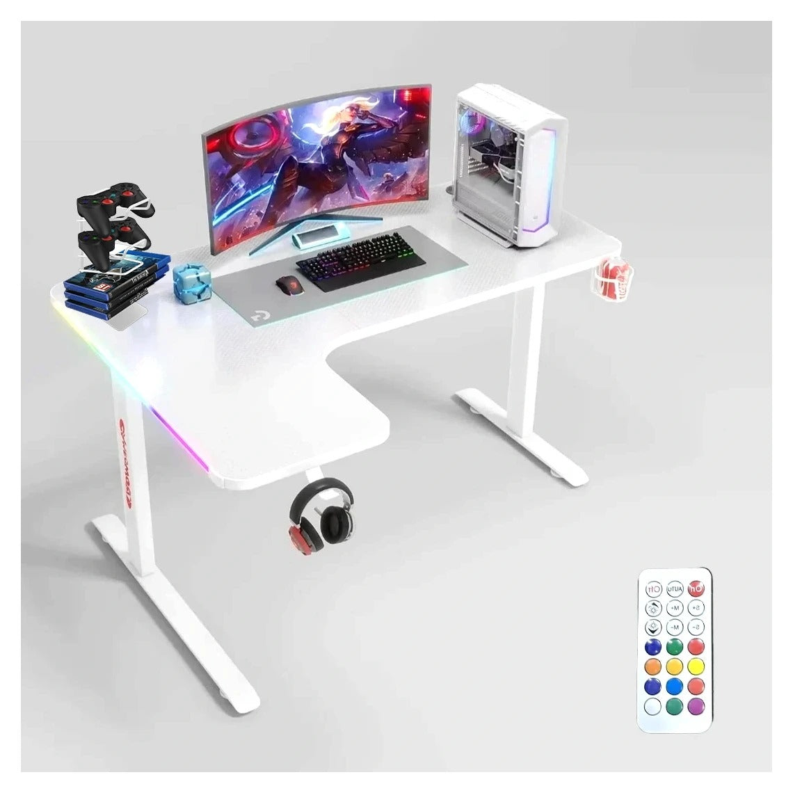 L Shaped RGB Gaming Desk with Remote Control (GT11) - L Corner Left