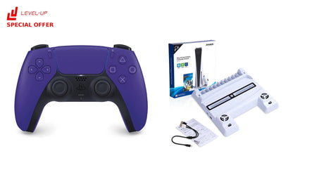 Level Up Offers: PS5 DualSense Controller Galactic Purple + Dobe PS5 Multifunctional Cooling Stand TP5-0593