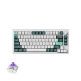 لوحة مفاتيح جيمنج ميكانيكية لاسلكية Keychron Q1 HE بحجم 75 بالمئة مع إضاءة RGB ومقبض تحكم وسويتشات مغناطيسية Gateron Double Rail Nebula بلون Shell White تخطيط إنجليزي عربي