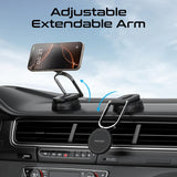 Promate Versatile Ultra-Thin Cradleless 15W MagSafe Compatible Wireless Car Charger  Detachable base  - Black