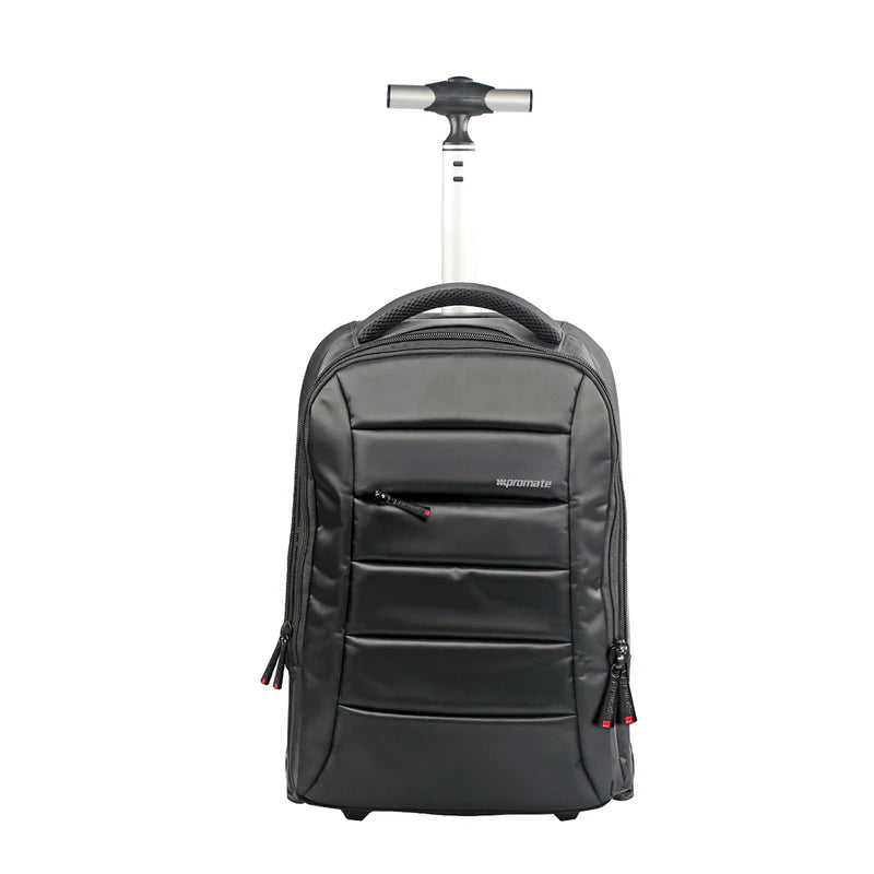 Promate Premium High Volume, Heavy Duty, Multi-purpose Trolley Bag for Laptops up to 15.6” with Multiple Storage Options
