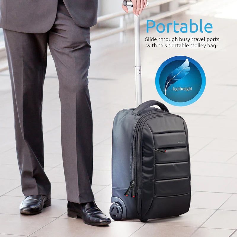 Promate Premium High Volume, Heavy Duty, Multi-purpose Trolley Bag for Laptops up to 15.6” with Multiple Storage Options