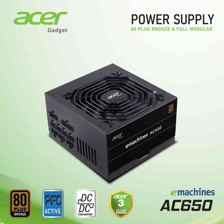 ACER 650W Bronze 80 plus مزود طاقة لجهاز الكومبيوتر PSU معياري بالكامل