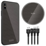 Nillken Fancy Set Wireless Charge 3in1 Cable & Case Black Compatible with Iphone XS