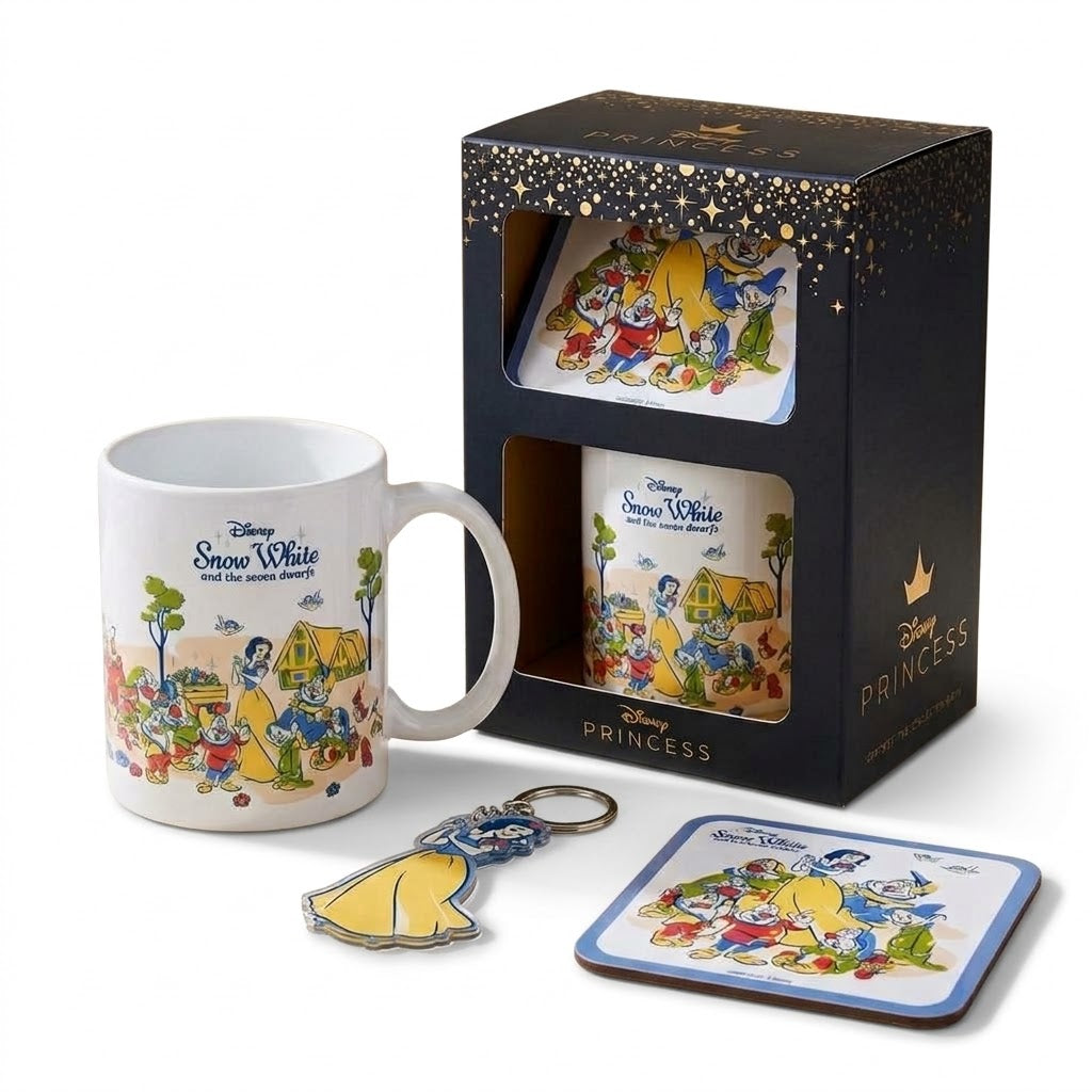 SNOW WHITE AND THE SEVEN DWARFS (PASTEL PRINCESS) MUG COASTER KEYCHAIN GIFT SET