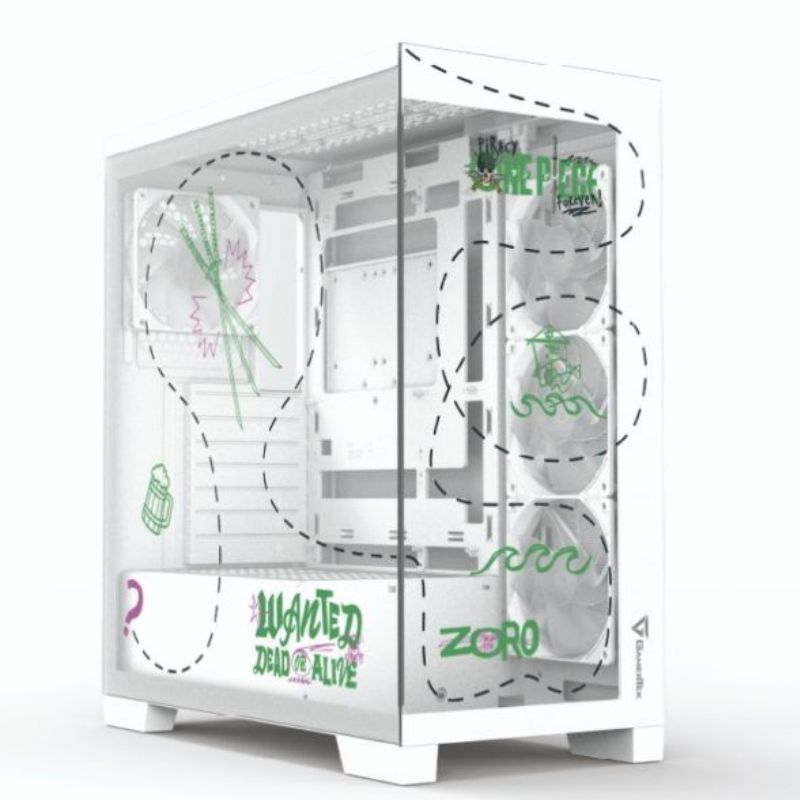 GamerTek Nebula Mid Tower Computer Case with 4x 120mm ARGB Fan - Zoro Edition