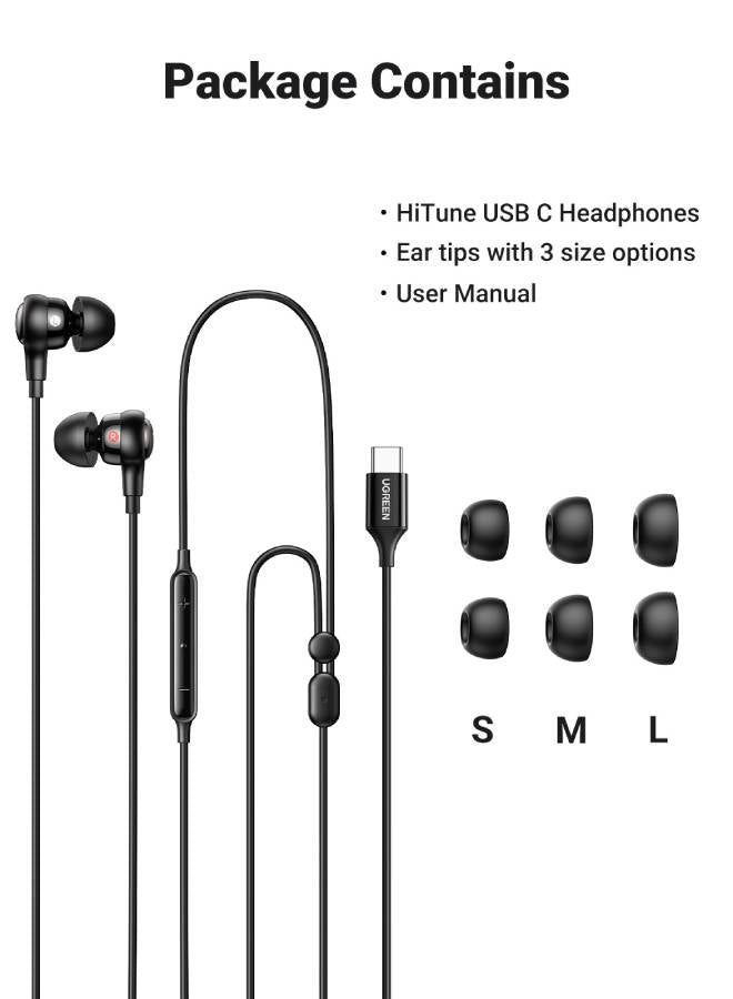UGREEN In-Ear Earphones with USB-C Connector Black