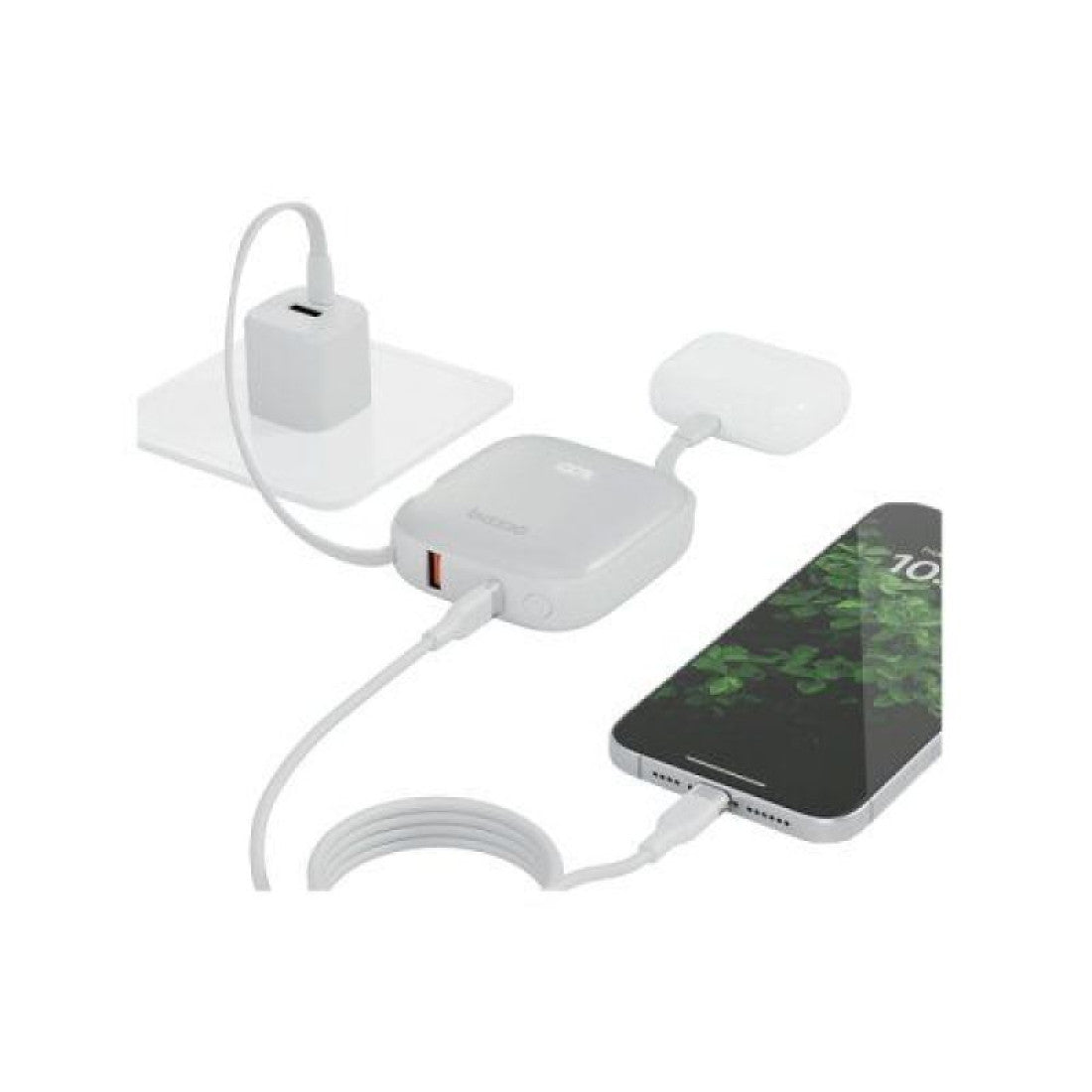 BAZIC GOPOWER FUSION, 3IN1 10000MAH POWERBANK WITH BUILT-IN USB-C AND LIGHTNING CABLE - VANILLA
