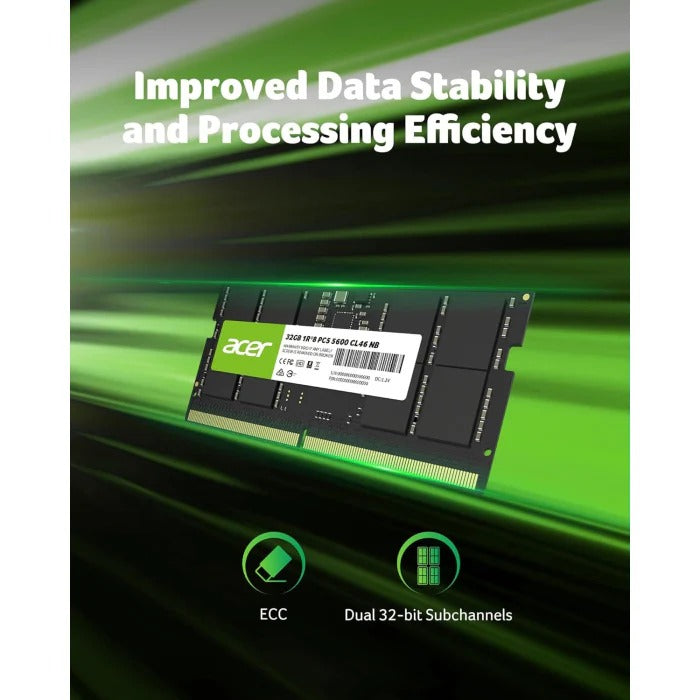 ذاكرة لابتوب Acer بسعة 32 GB DDR5 بسرعة 5600 MHz وتوقيت CL46