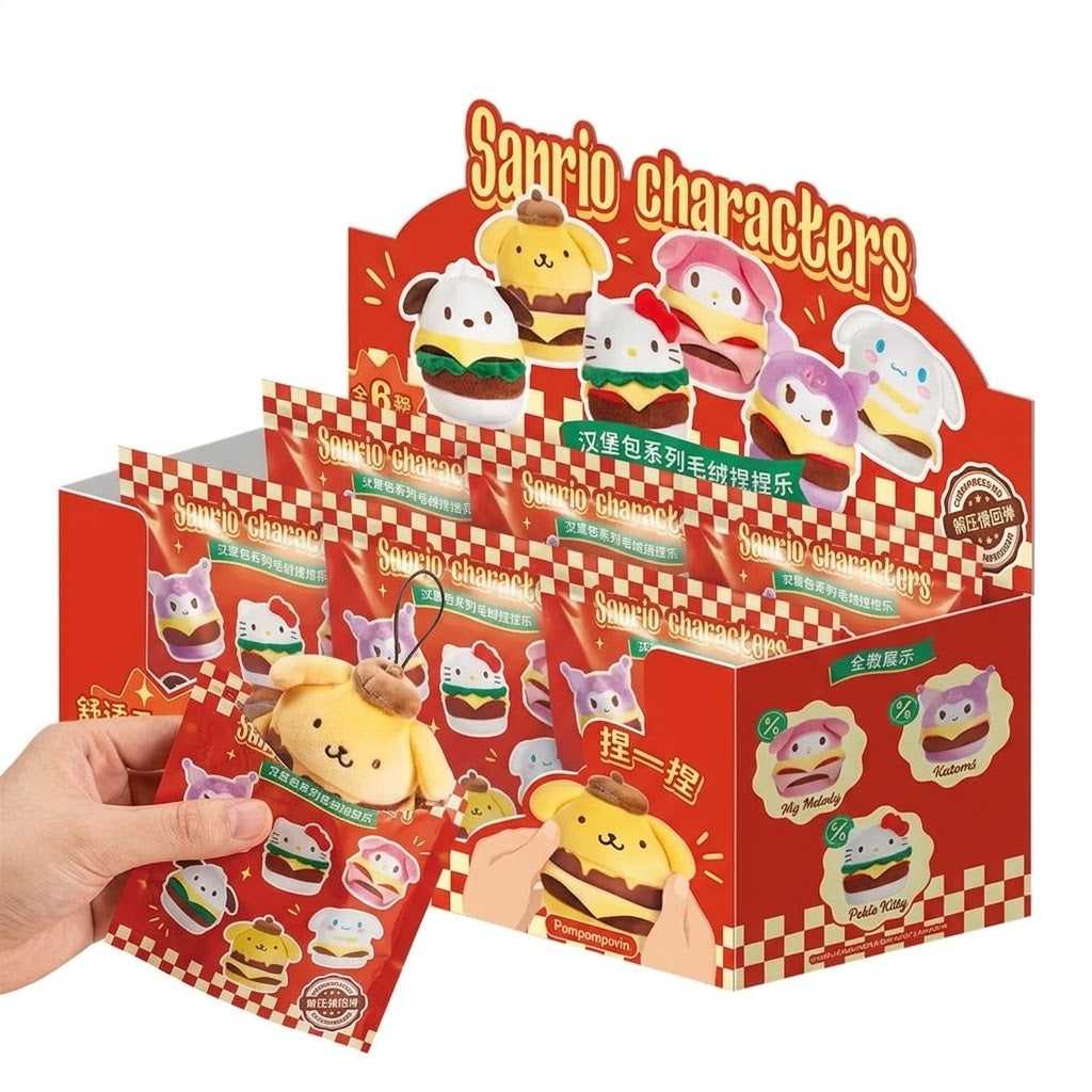 Sanrio characters Burger Series Plush Relaxing Toy (Blind Box) selling per piece - 25MR-002 Selling per Piece