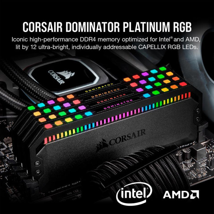 ذاكرة رام Corsair DOMINATOR PLATINUM RGB DDR5 بسعة 32GB (2x16GB) – بسرعة 6000MT/s CL30 – أسود