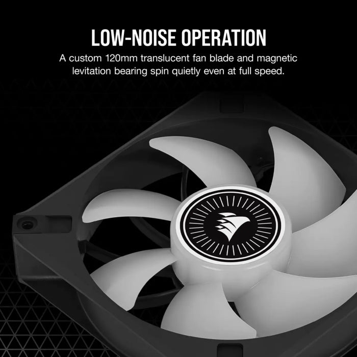 كورسير ML120 RGB إيليت مروحة مفردة ممتازة بتقنية الرفع المغناطيسي مع تقنية AirGuide - أسود
