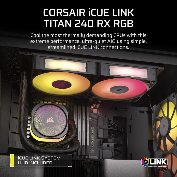 Corsair iCUE LINK TITAN 240 RX RGB AIO Liquid CPU Cooler - Black
