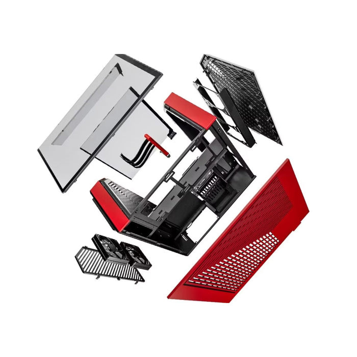 HYTE Y60 Dual Chamber Panoramic Tempered Glass ATX Case With 3 Fans - Black/Red