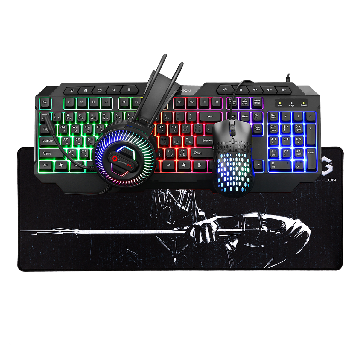 GAMEON GO-CYPHERW-XL-B All-In-One Gaming Bundle (Keyboard, Headset, Mouse & Mousepad) - Black
