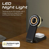 Promate 3 in 1 Transparent Foldable MagSafe Compatible Wireless Charging Station with Night Light  - Black