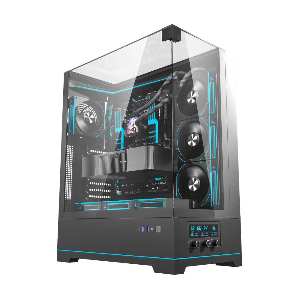 DarkFlash DY450L Pro 4 Digital Fans Case - Black