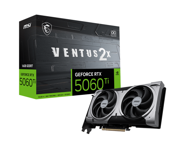 MSI GeForce RTX 5060 Ti 16G Ventus 2x OC Plus Gaming Graphics Card - Black