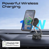 Promate Versatile Ultra-Thin Cradleless 15W MagSafe Compatible Wireless Car Charger  Detachable base  - Black