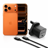 Apple iPhone 17 Pro Max 12GB RAM 6.9" - ESIM 256 Orange With RAVPower PD20W Wall Charger + USB C to USB C Cable BLACK