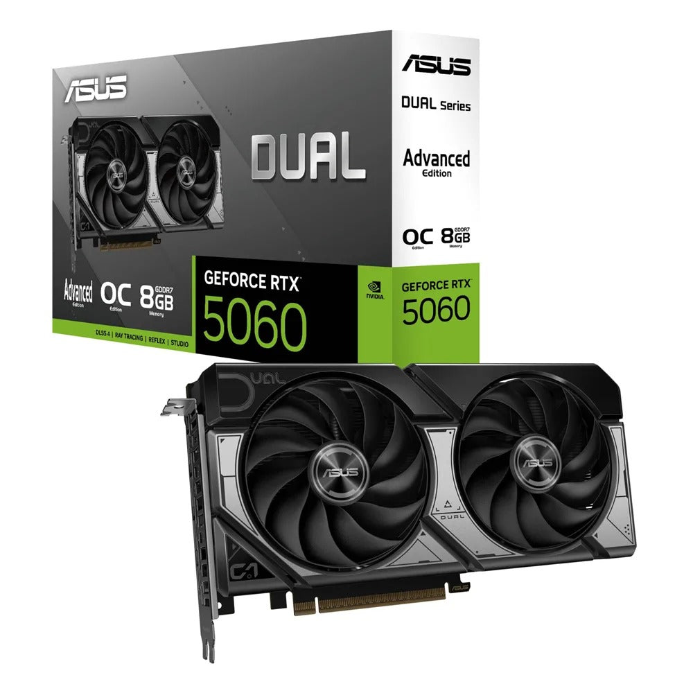 Asus Dual GeForce RTX 5060 OC Edition Advanced 8GB GDDR7 Gaming Graphics Card - Black