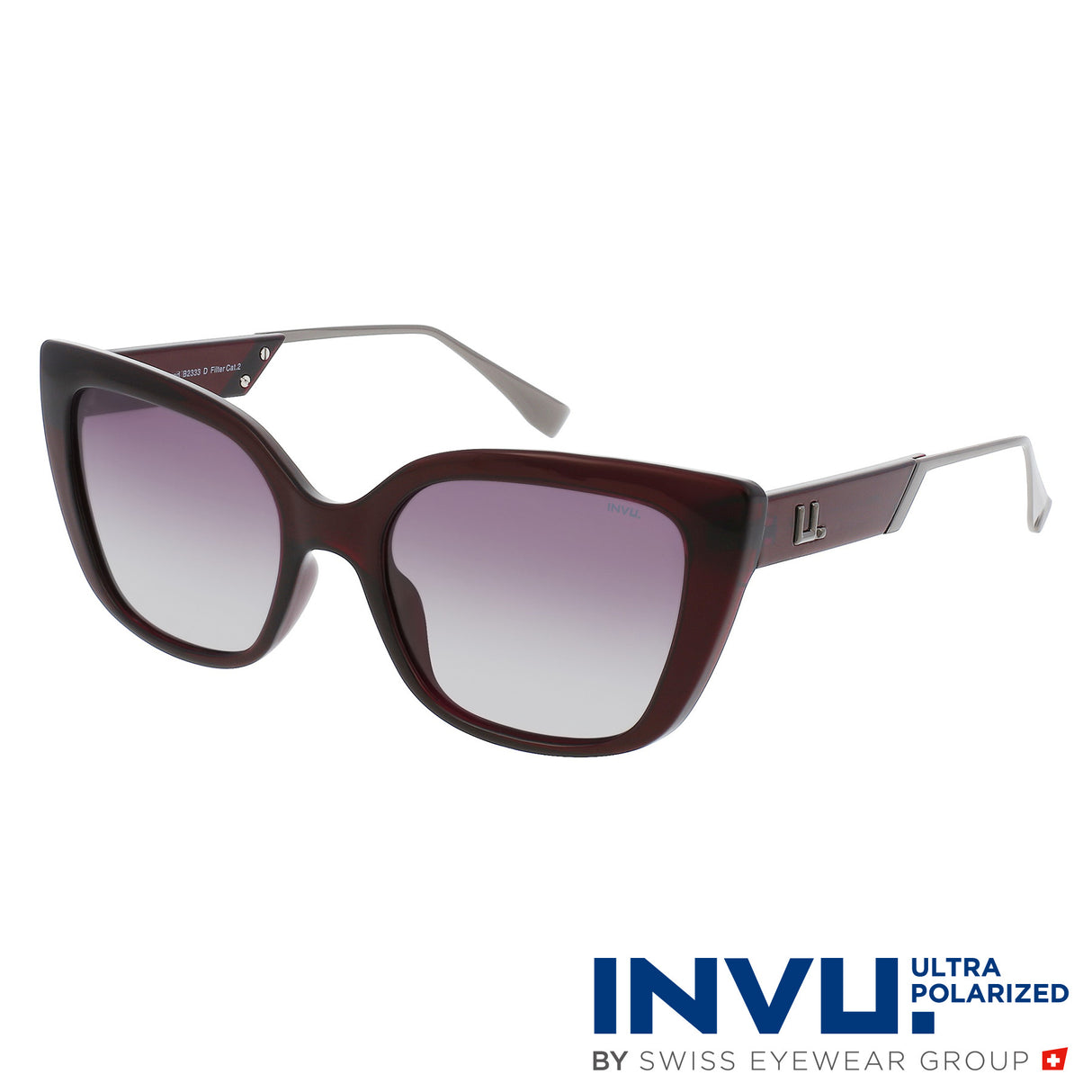 INVU  Women Sunglass , Transp. Cassis/Gun B2333D